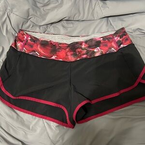 Lululemon Athletica Black and Red Athletic Shorts